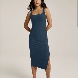 Beyond Yoga NWT Navy Spacedye Icon Midi Dress